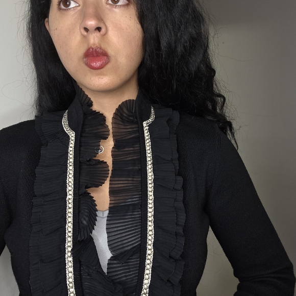 Black Ruffled Cardigan - Picture 5 of 6